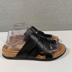 Vionic Luelle Sandals Womens Size 8 Black Leather Slide EUC